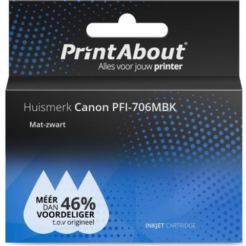 PrintAbout huismerk Inktcartridge PFI-706MBK Mat-zwart Hoge capaciteit geschikt voor Canon