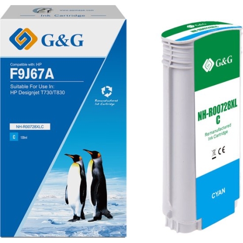 G&G Huismerk F9J67A inktcartridge Alternatief voor HP 728 cyaan - Hoge capaciteit