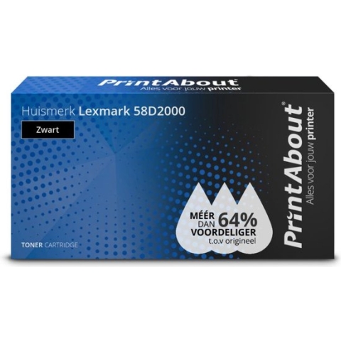 PrintAbout huismerk Toner 58D2000 Zwart geschikt voor Lexmark