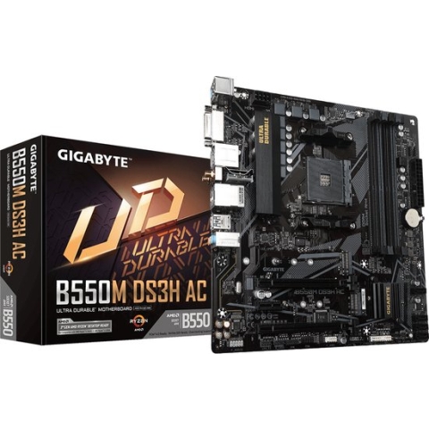 Gigabyte B550M DS3H AC, AMD, Socket AM4, 3rd Generation AMD Ryzen™ 3, 3rd Generation AMD Ryzen 5, AMD Ryzen 5 5th Gen, 3rd Generation AMD..., Socket AM4, DDR4-SDRAM, 128 GB