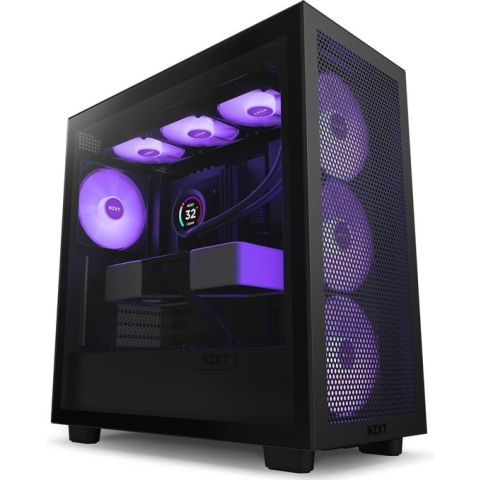 NZXT H7 Flow RGB, Midi Tower, PC, Zwart, ATX, EATX, micro ATX, Mini-ITX, SGCC, Gehard glas, 18,5 cm
