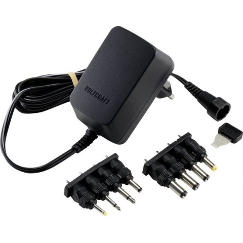 VOLTCRAFT VC-11258680 Stekkernetvoeding, instelbaar 3 V/DC, 4.5 V/DC, 5 V/DC, 6 V/DC, 7.5 V/DC, 9 V/DC, 12 V/DC 0.6 A 7