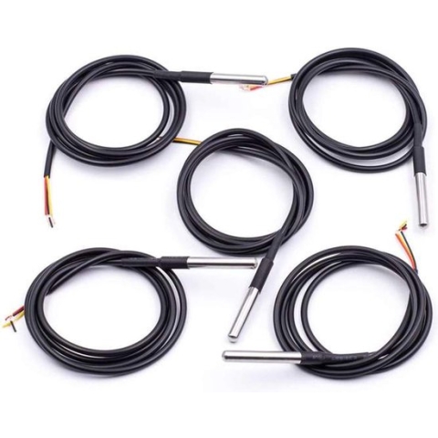 AZDelivery 5 x 1M Kabel DS18B20 Digitale Roestvrij Staal Temperatuursensor, Waterdicht compatibel met Arduino en Raspberry Pi Inclusief E-Book!