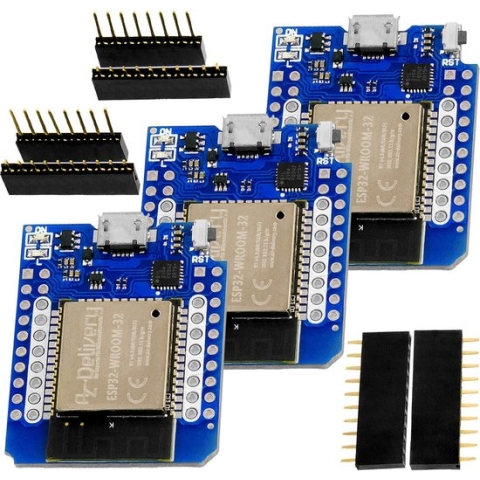 AZDelivery 3 x ESP32 D1 Mini NodeMCU WiFi Microcontroller ESP32-WROOM-32 Module compatibel met Arduino