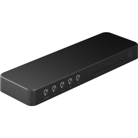 Goobay HDMI matrix schakelaar 4 naar 2 met audio extractor en ARC converter - HDMI2.0 (4K 60Hz + HDR) / zwart