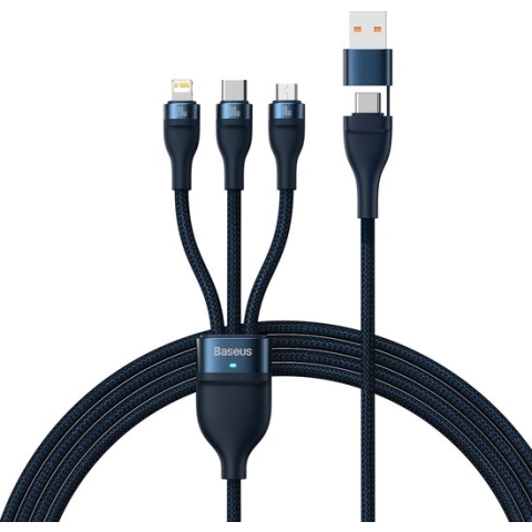 Baseus 1.2 m USB Type C / USB Type A cable - USB Type C / Lightning / micro USB 100 W blue (CASS030103)