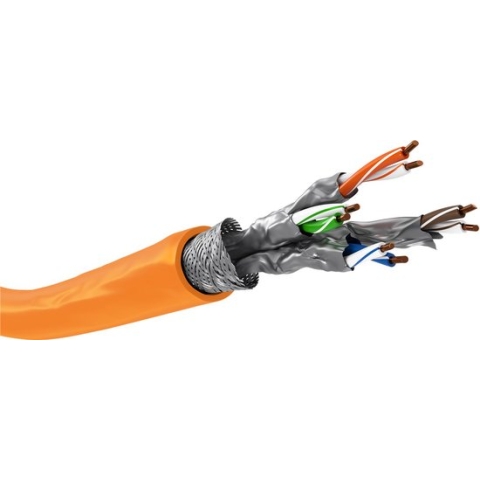 S/FTP CAT7a 10 Gigabit 1000 MHz netwerkkabel met vaste aders - AWG23 - LSZH / oranje - 100 meter