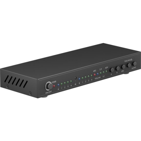 Goobay HDMI matrix schakelaar 4 naar 2 met audio extractor en ARC converter - HDMI1.4 (4K 30Hz) / zwart
