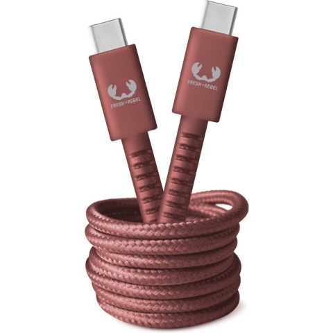 Fresh 'n Rebel - Usb c naar Usb c kabel - 2 meter hoge kwaliteit kabel - Safari Red