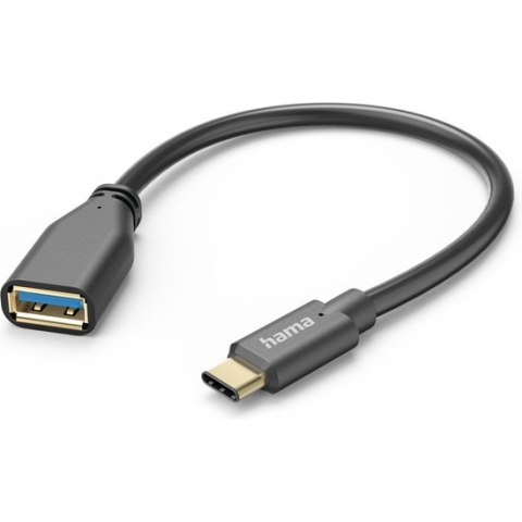 Hama USB-adapterkabel, OTG, USB-C-stekker - USB-A-aansluiting, 15 cm, zwart
