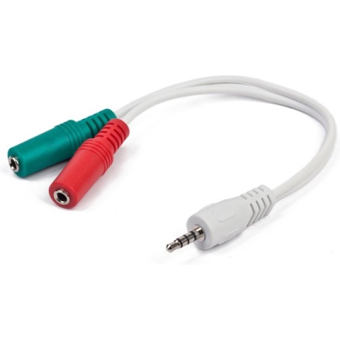 Scanpart audio jack splitter kabel 3.5 mm - 20 cm - 4 pins - Geschikt voor twee audio apparaten - Koptelefoon - Boxjes - Microfoon - Aux kabel splitsen
