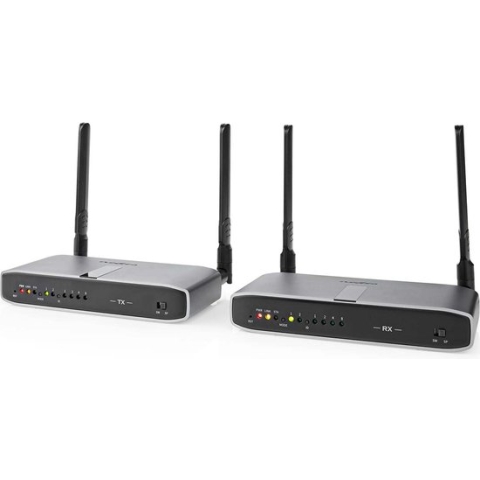 Nedis Draadloze HDMI-Zender - Wi-Fi - 5.15 - 5.85 MHz - 100 m (gezichtsveld) - Maximale resolutie: Full HD 1080p - 6.75 Gbps - IR Return-functie - ABS - Antraciet
