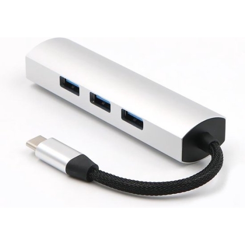 USB Splitter - USB Hub 3.0 - 4 Poorten - USB-C aansluiting - Aluminium - Zilver