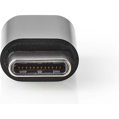 Nedis USB-C Adapter - USB 2.0 - USB-C Male - USB Micro-B Female - 480 Mbps - Rond - Vernikkeld - Zwart - Envelop