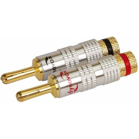 Dynavox 4-Delige Banaanstekker set - met uitzetbare tip - Verguld - Rood/Zwart