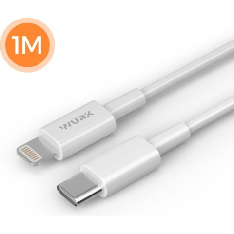 Wurk USB-C kabel naar Lightning - Kabel geschikt voor Ipad en Iphone - 1M - Wit