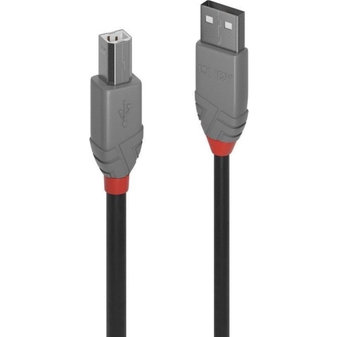 USB A to USB B Cable LINDY 36674 3 m Grey