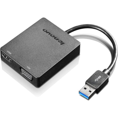 Lenovo Universal USB 3.0 to VGA/HDMI USB A Zwart