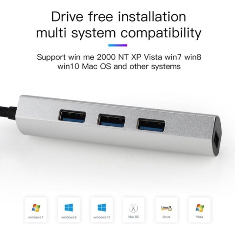 USB Splitter - USB Hub 3.0 - 4 Poorten - USB 3.0 aansluiting - Aluminium - Zilver