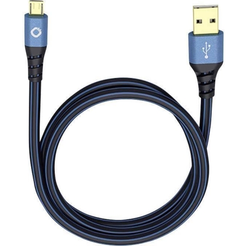 Oehlbach USB Plus Micro USB 2.0 [1x USB-A 2.0 stekker - 1x Micro-USB 2.0 B stekker] 5.00 m Blauw Vergulde steekcontacte