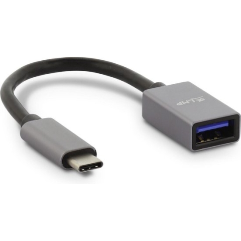 LMP - USB Type-C naar USB-A Female kabel - Tot 5 Gbps - 15 cm - Donker Grijs