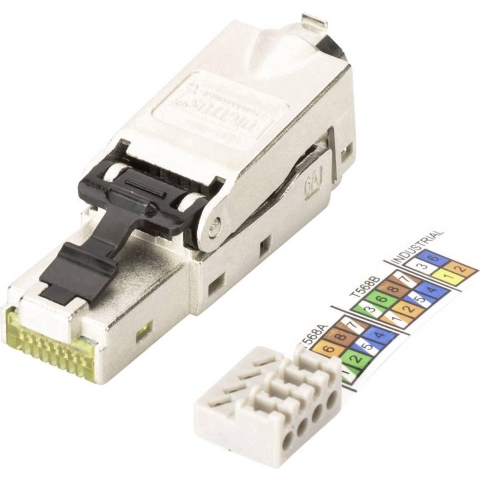Digitus RJ45 Netwerk Stekkerverbinder CAT 6A, Zonder connectoren [1x LSA, Snijklem, Snelaansluiting - 1x RJ45-stekker,