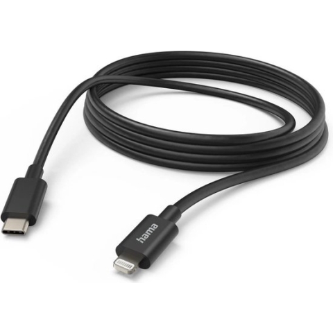 Hama 00201599, 3 m, Lightning, USB C, Mannelijk, Mannelijk, Zwart