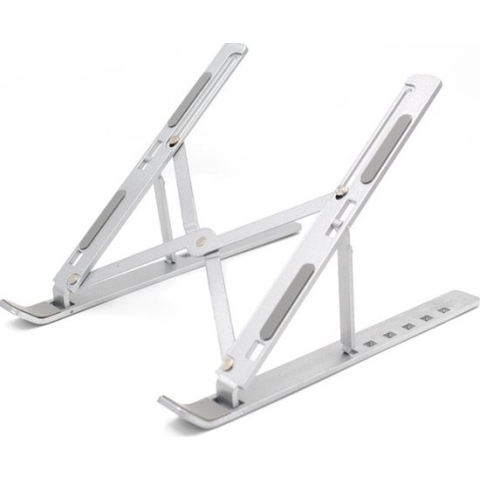 Laptop Standaard - Verstelbaar en Opvouwbaar - Aluminium Laptop en Tablet Houder met Opbergzakje