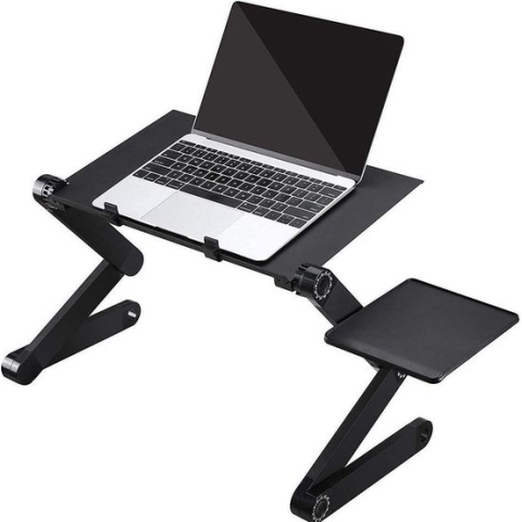 Laptop standaard Verstelbaar Universeel - Laptoptafel - Geschikt voor thuiswerken - Laptopstandaard Opvouwbaar - Zwart