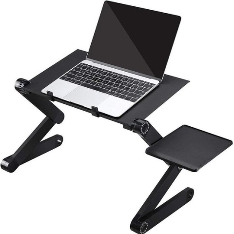 Laptoptafel geschikt tot 17,3 Inch - Bedtafel verstelbaar in hoogte - Laptop Standaard ideaal voor ergonomisch werken - laptopstandaard met muisplateau - Zwart