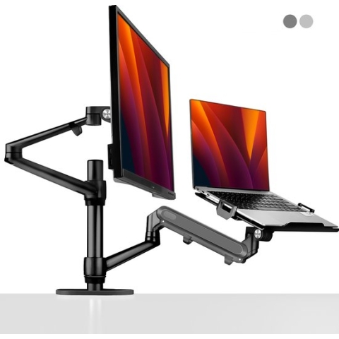 Alberenz® laptop monitor arm zwart met gasveer - Monitor Standaard - Laptop Standaard - Verstelbaar - Laptop Arm zwart - Gasveer