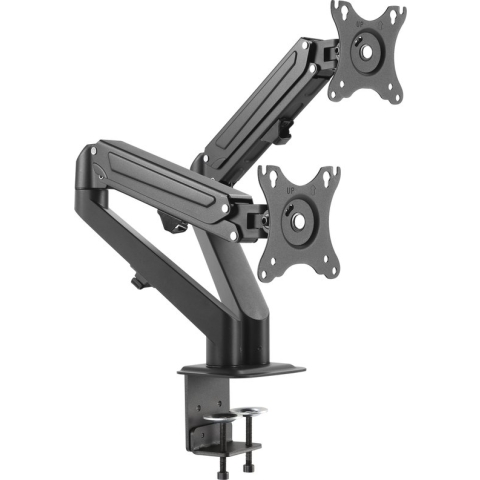 IVONO® Monitor Arm met Gasveer Dubbel PRO - VESA Monitorbeugel - Ergonomisch voor 2 Schermen - Vlotte en Soepele Bewegingen - Verstelbaar 360° - Massief Stalen Armen in Zwart