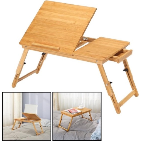 Decopatent® Laptoptafel verstelbaar - Bedtafeltje - Bamboe - Hout - Hoogte verstelbaar & Inklapbaar - Bedtafel voor Laptop - Boek