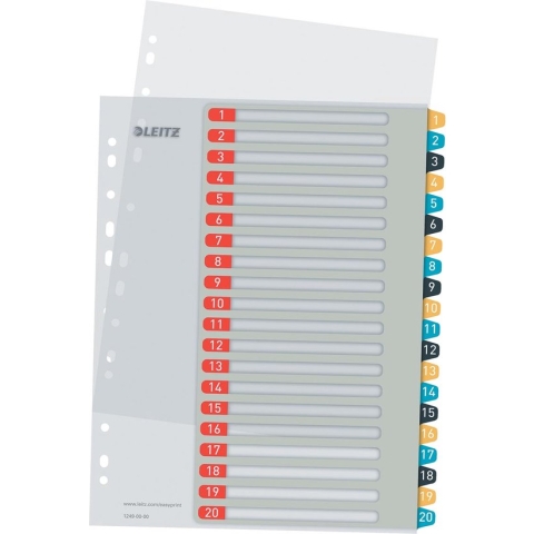 Leitz Cosy Printbare  PP Tabbladen - 1-20 Numerieke Tabbladen - Tabbladen a4 - Tabbladen Voor Ordners