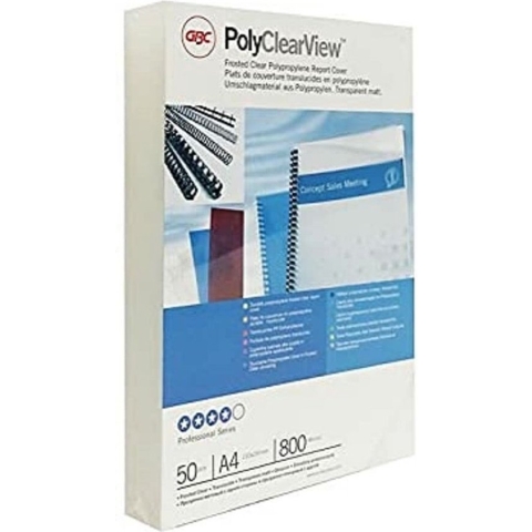 Dekbladen voor inbinden GBC PolyClearView 50 Stuks Transparant A4 Polypropyleen