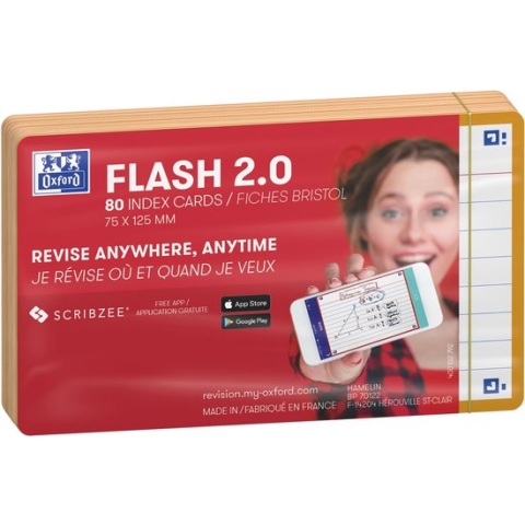Oxford Flash 2.0 - Flashcards - Gelijnd - A7 - Oranje rand - 80 stuks