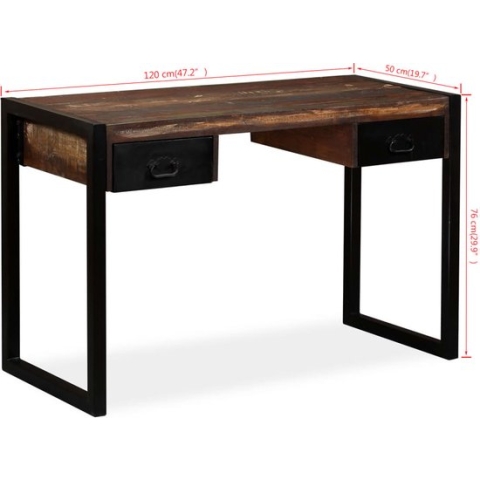 vidaXL-Bureau-met-2-lades-120x50x76-cm-massief-gerecycled-hout