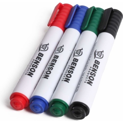 BENSON whiteboard marker ronde punt - box 4 kleuren