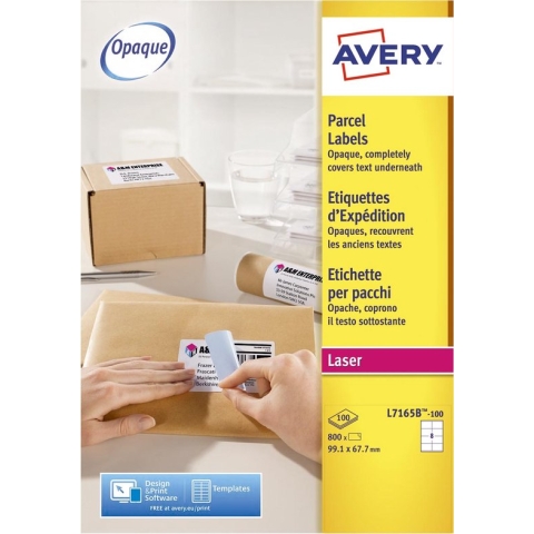 Verzendetiket Avery Block-out - 99 - 1 x 67 - 7mm wit doos 100 vel - 8 etiketten per vel