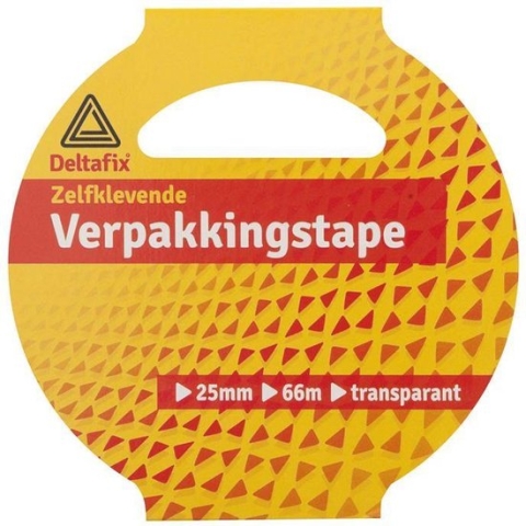 Deltafix verpakkingstape zelklevend pp in huls transparant 66 m x 25 mm