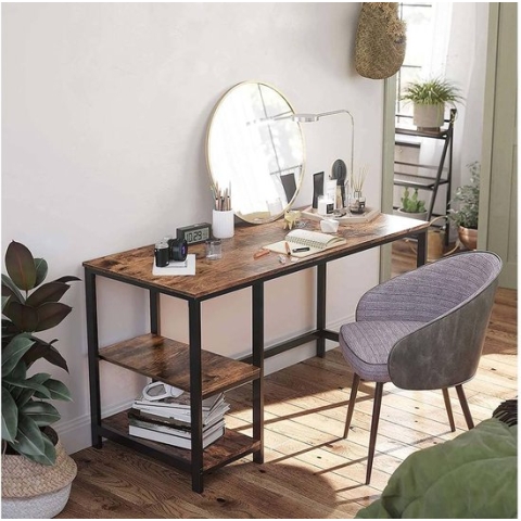 Vasagle Bureau - Werktafel - Vintage Tafel - Kantoor - Hout & Metaal - 2 planken - 120 x 75 x 60 cm
