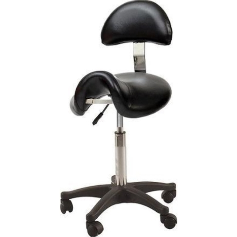 Novicum Liv Comfort zadelkruk kappersfiets met rugleuning zwart en Groot zadel, Medium gasveer kapperskruk zadelstoel