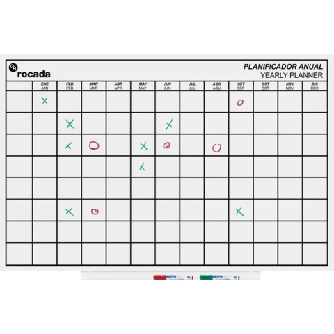 Rocada whiteboard - Skinplanner - 75x115cm - wit gelakt - maandverdeling - RO-6420YP