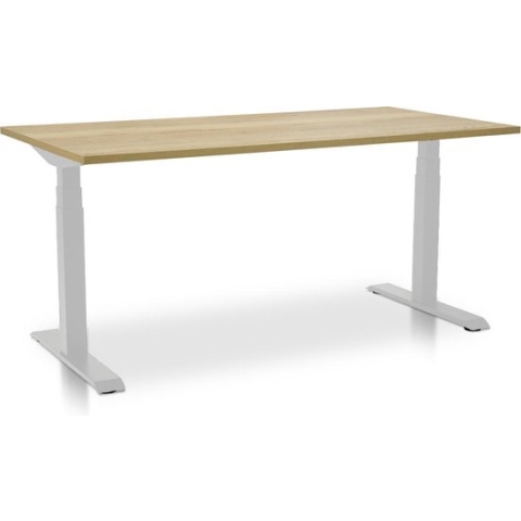 Zit-sta bureau elektrisch verstelbaar - MRC PRO NEN-EN 527 - 180 x 80 cm - frame wit - robuust eiken | Memory functie met USB | 150kg draagvermogen