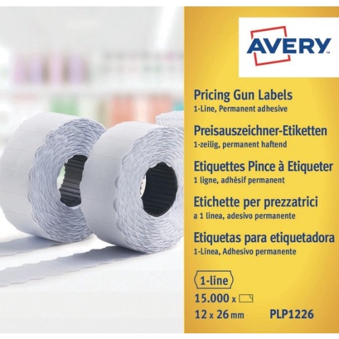Avery Prijstangetiketrollen Permanent 26 X 12 Mm Geel 10 Stuks