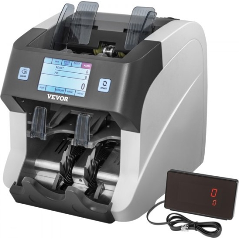 Dakta® Bankbiljettenteller 800/1000 Stuks/Min Geldtelmachine 25,5 x 28 x 27 cm Biljettelmachine met Meerdere Detecties en Meerdere Modi Geschikt voor Banken Kantoren Hotels Supermarkten Metro's Bussen
