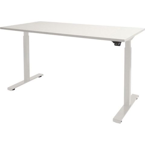 RoomForTheNew Bureau Heathrow Basic-Desk - Zit sta Bureau - Zit sta Bureau Elektrisch - Gaming Bureau - Game Bureau - Verstelbaar Bureau - standing Desk--Wit blad-Wit  onderstel- 120x80