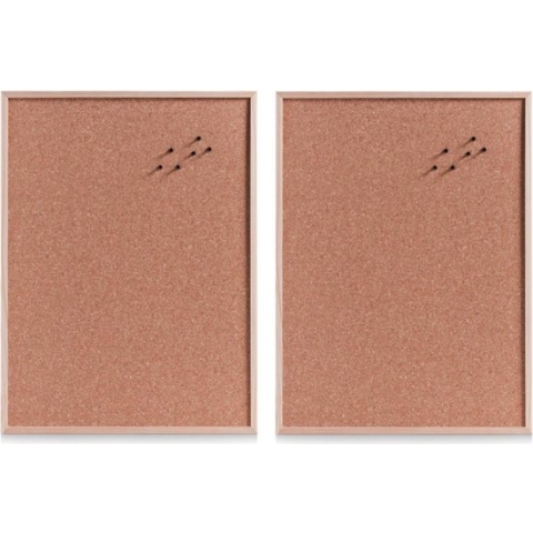 Set van 2x stuks prikborden van kurk 60 x 80 cm - Kurken memoborden/prikborden voor thuis of op kantoor