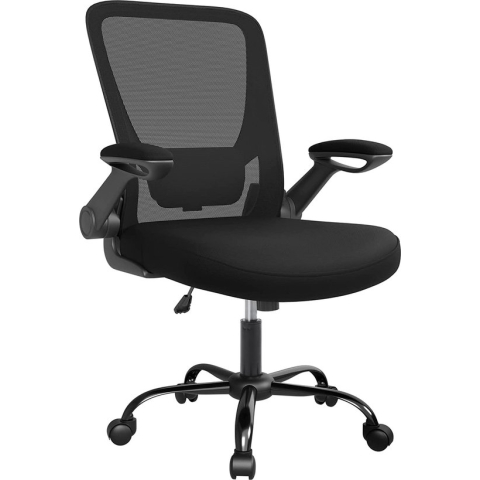 Ergonomische Bureaustoel - Compleet Verstelbaar - Inklapbare Armleuning - Zwart