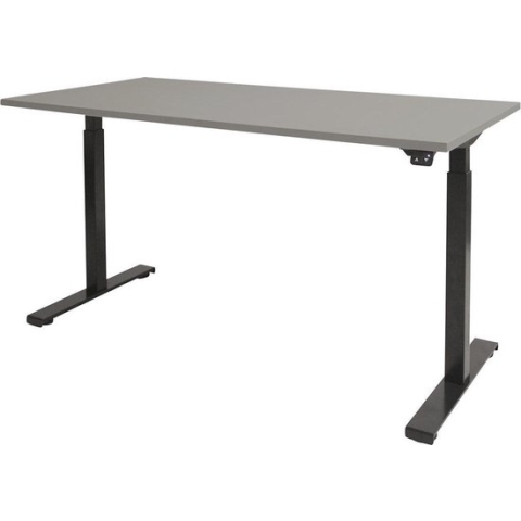 RoomForTheNew Bureau Heathrow Basic-Desk - Zit sta Bureau - Zit sta Bureau Elektrisch - Gaming Bureau - Game Bureau - Verstelbaar Bureau - standing Desk--Grijs blad-Zwart  onderstel- 180x80